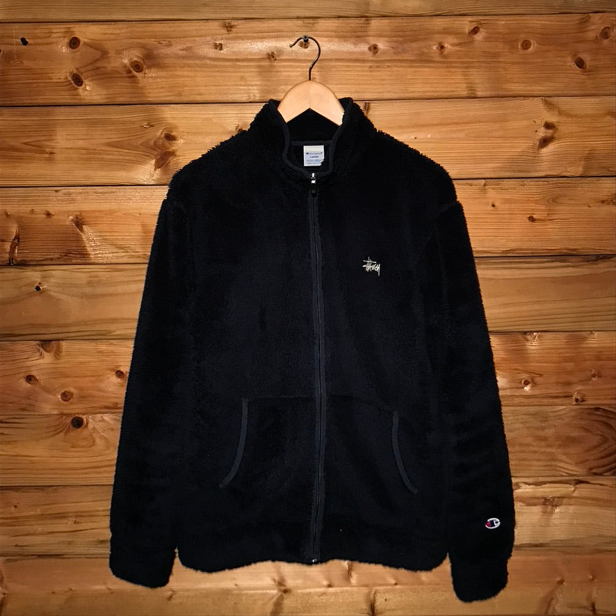 2015 Stüssy x Champion Corner Script Sherpa fleece jacket