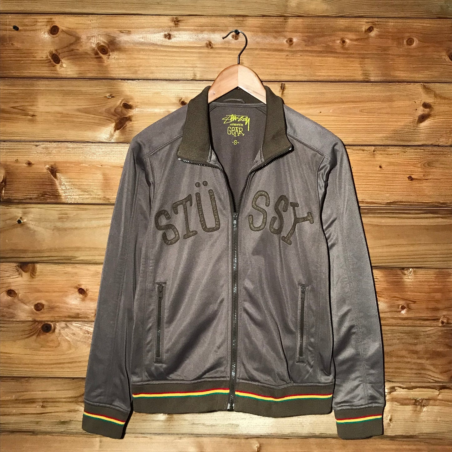 Stüssy Arc Spellout Rasta Striped track jacket