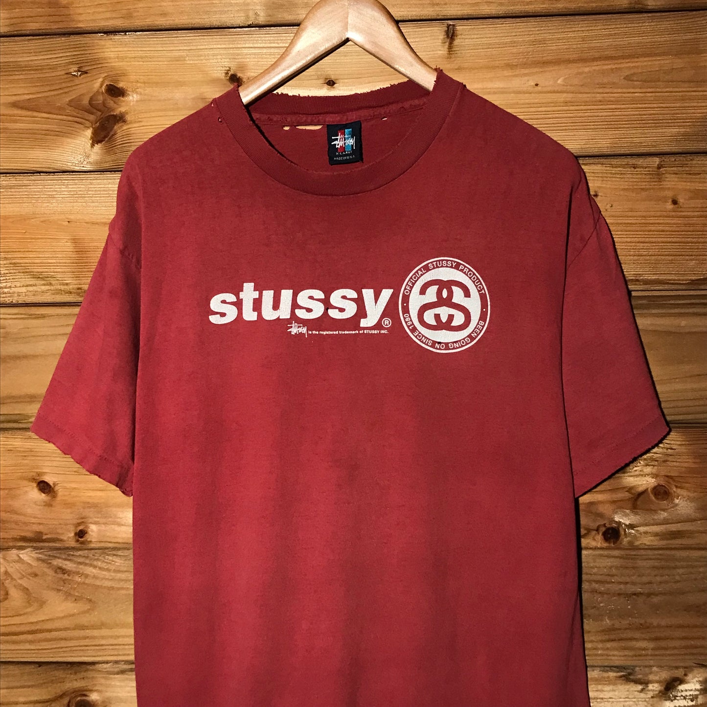 90s Stüssy Centre Spellout Link Logo t shirt