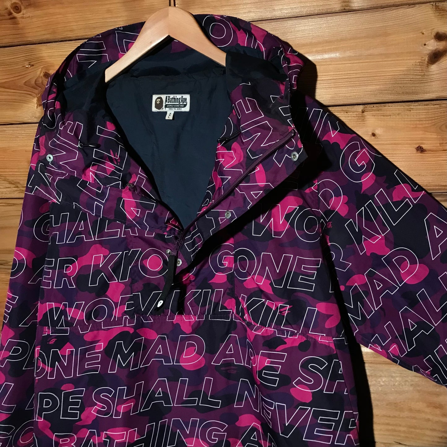 Bape, A Bathing Ape Text Colour Purple Camo anorak jacket