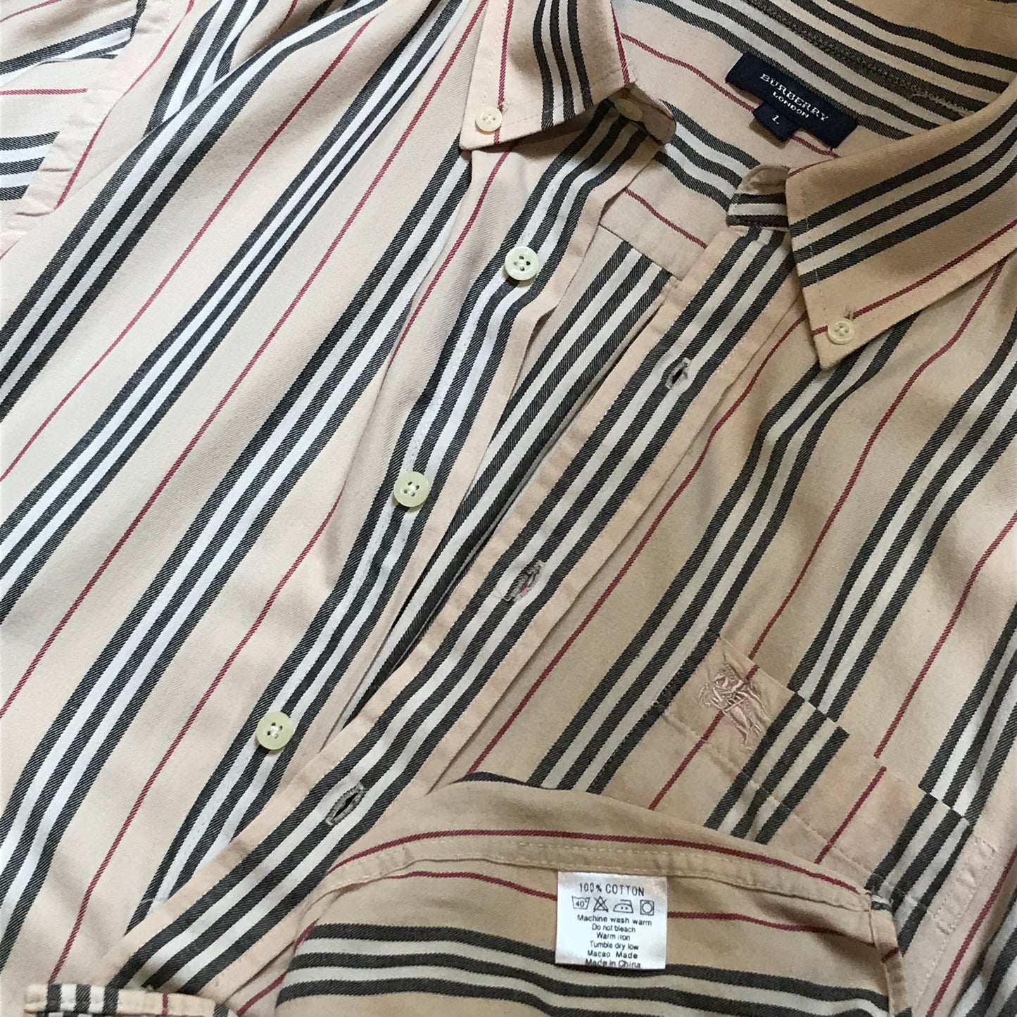 Burberry Nova Stripe Pattern short sleeve button up shirt