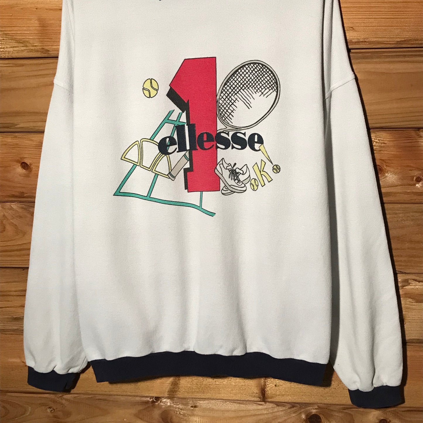 80s Ellesse Tennis Number One collared sweatshirt