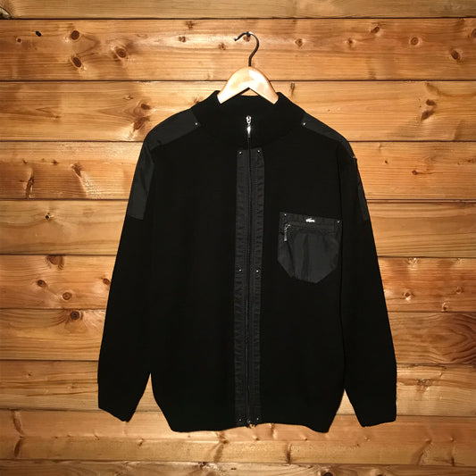 Lacoste Silver Hybrid zip up knit sweatshirt