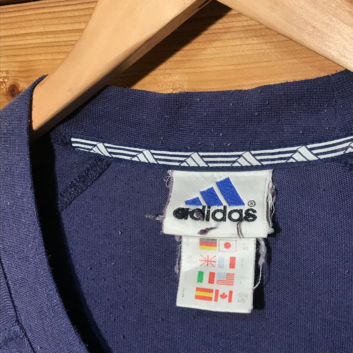 90s Adidas Striped Essentials t shirt