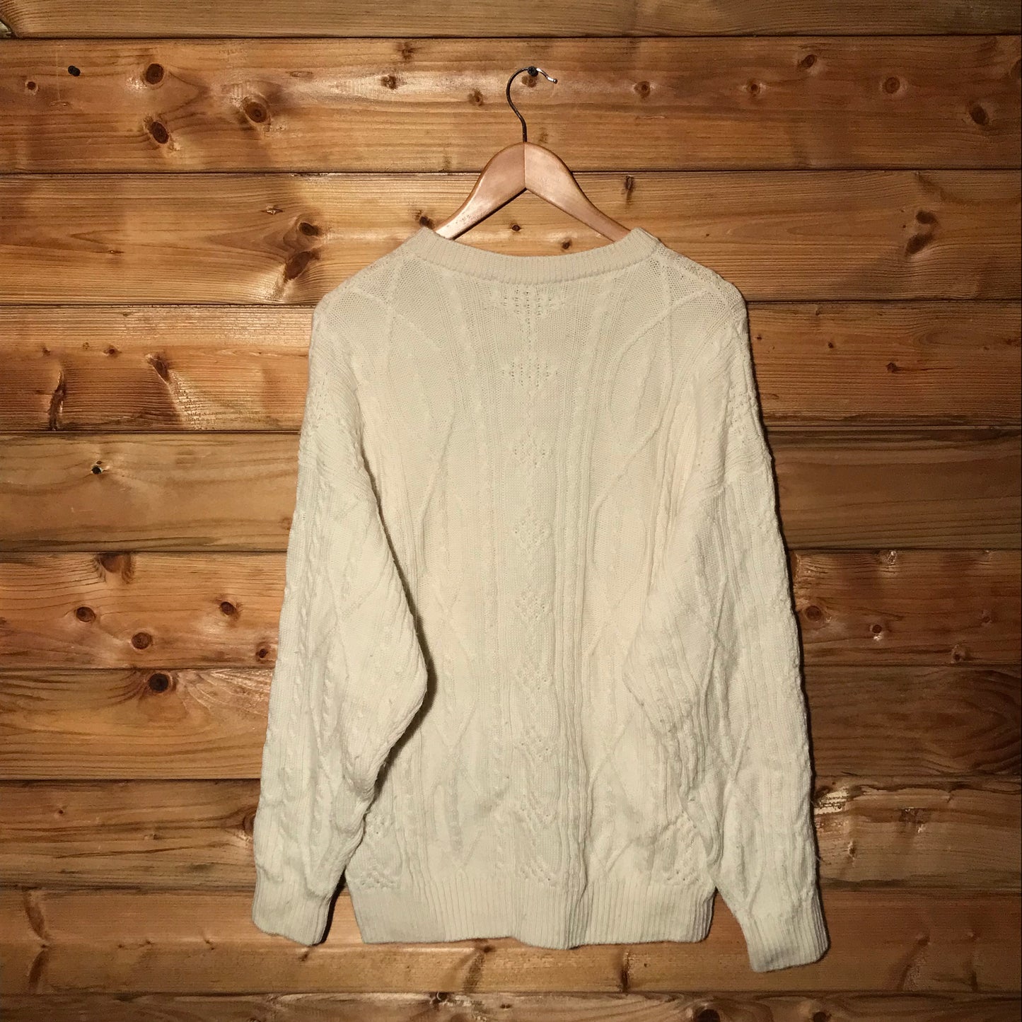 90s Burberry Centre Spellout cable knit sweatshirt