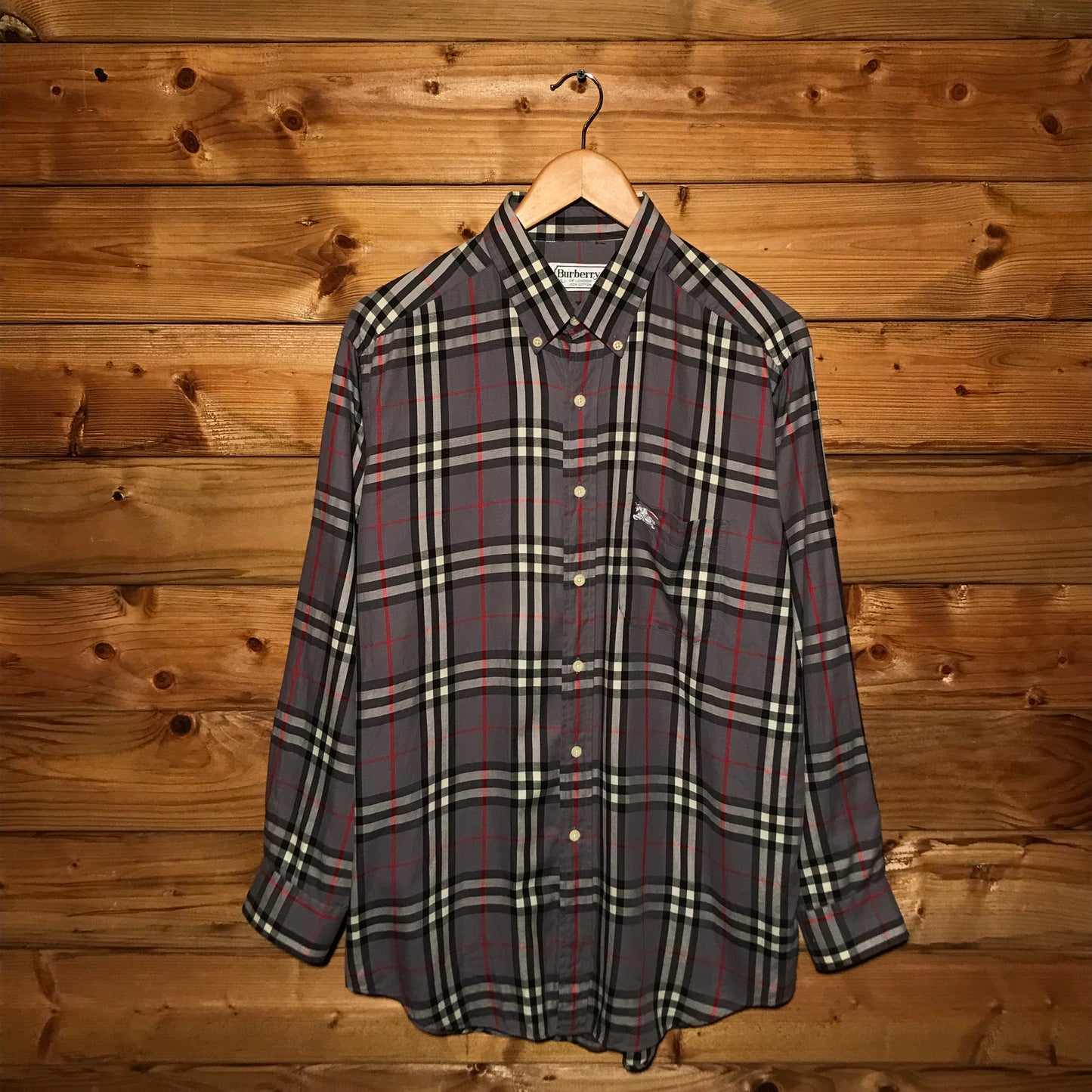 90s Burberry Nova Check Pattern long sleeve button up shirt