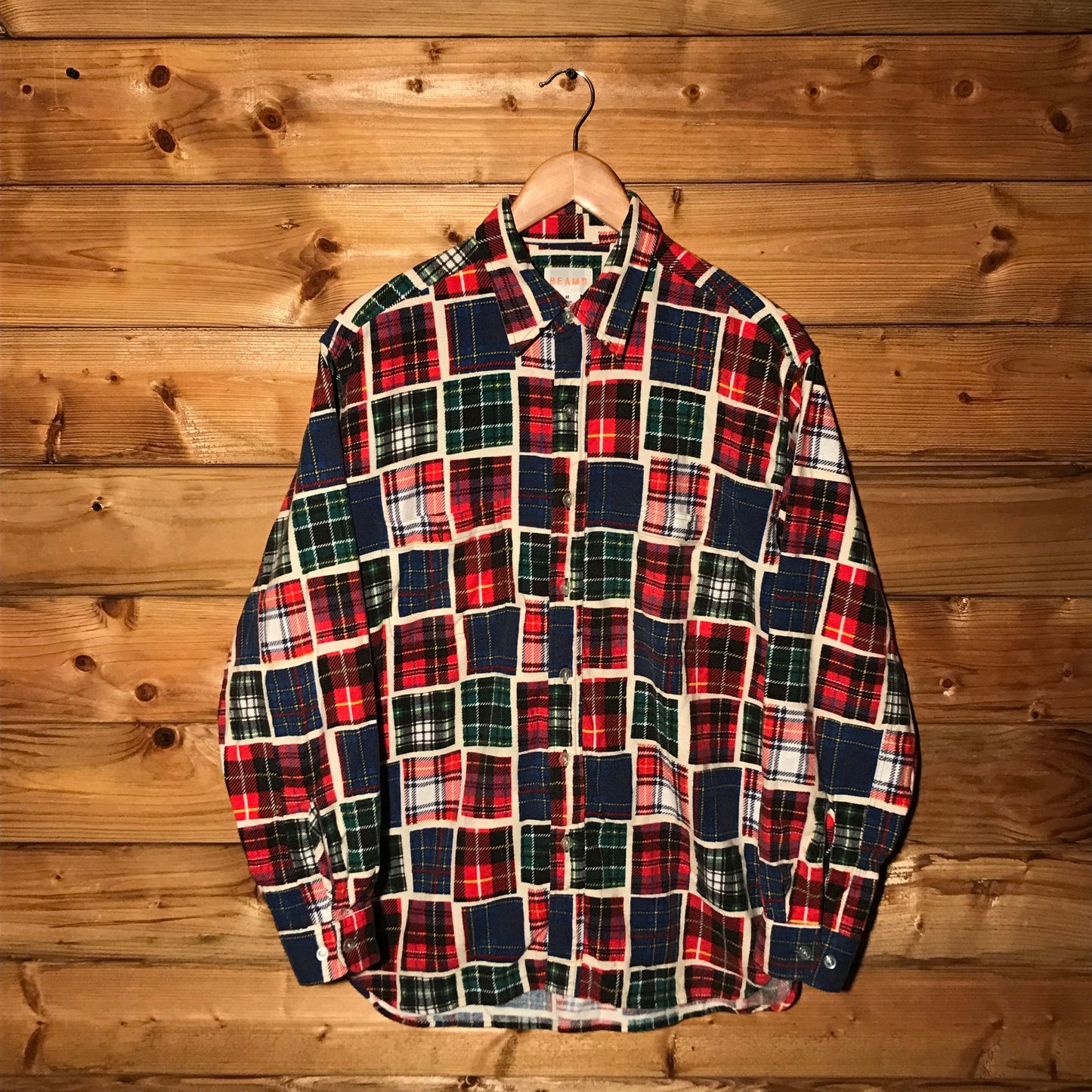 Beams Plaid Tartan Squared button up overshirt