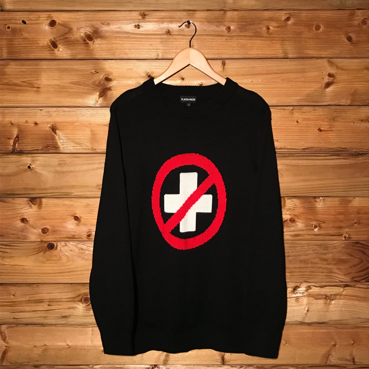 Places + Faces Caution Symbol knit sweatshirt