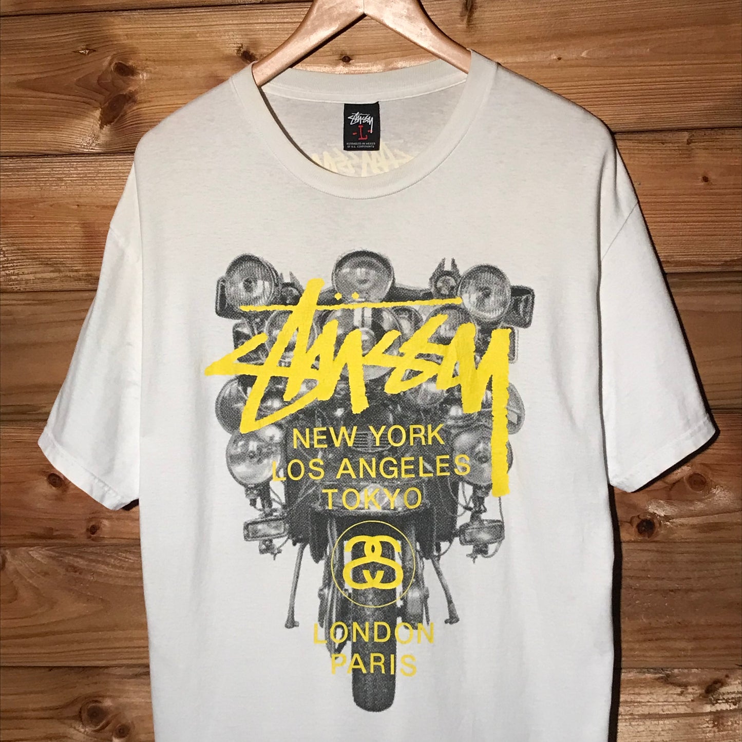 Stüssy Mod Scooter World Tour Script Spellout t shirt