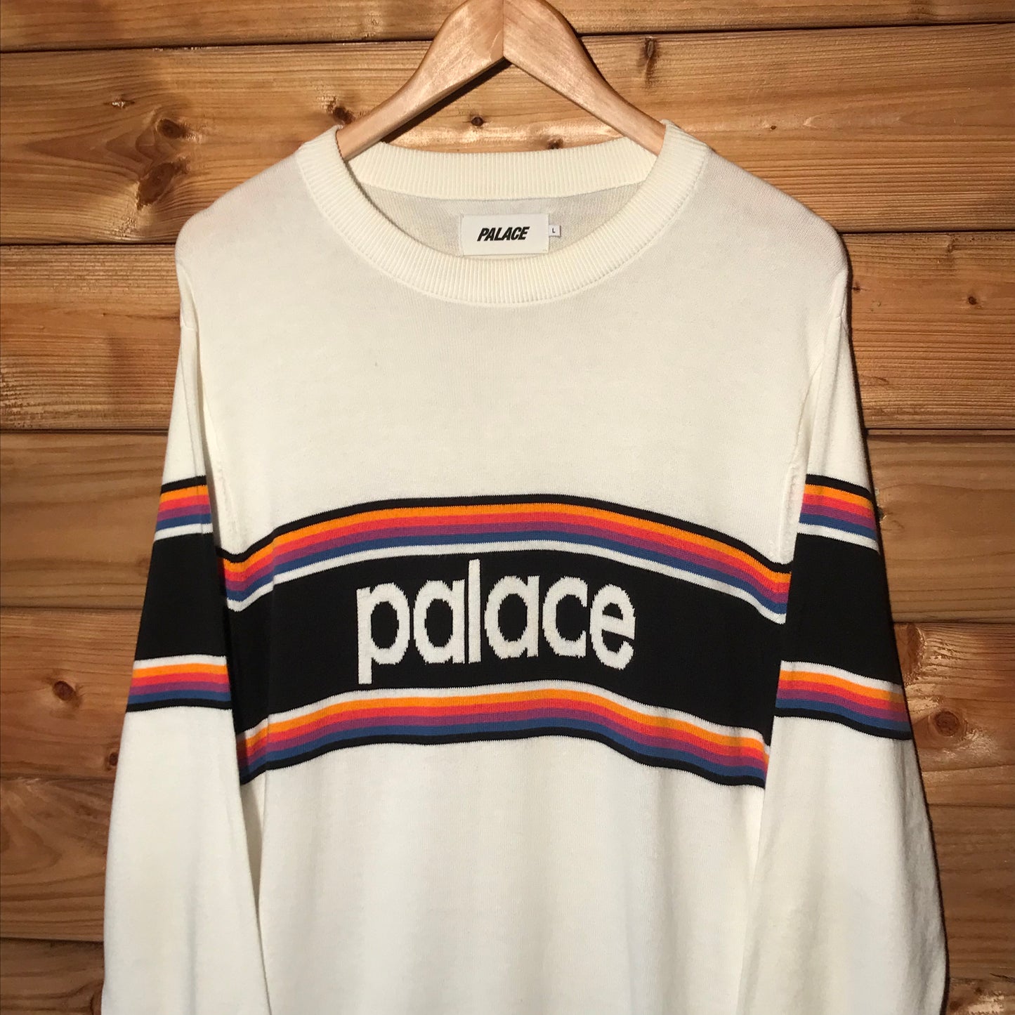 Palace Multi Stripe Spellout knit sweatshirt