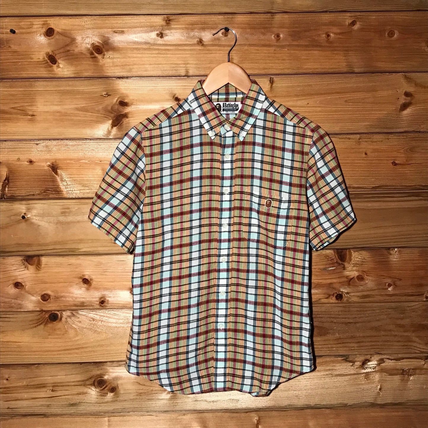 Bape, A Bathing Ape Plaid Tartan button up shirt