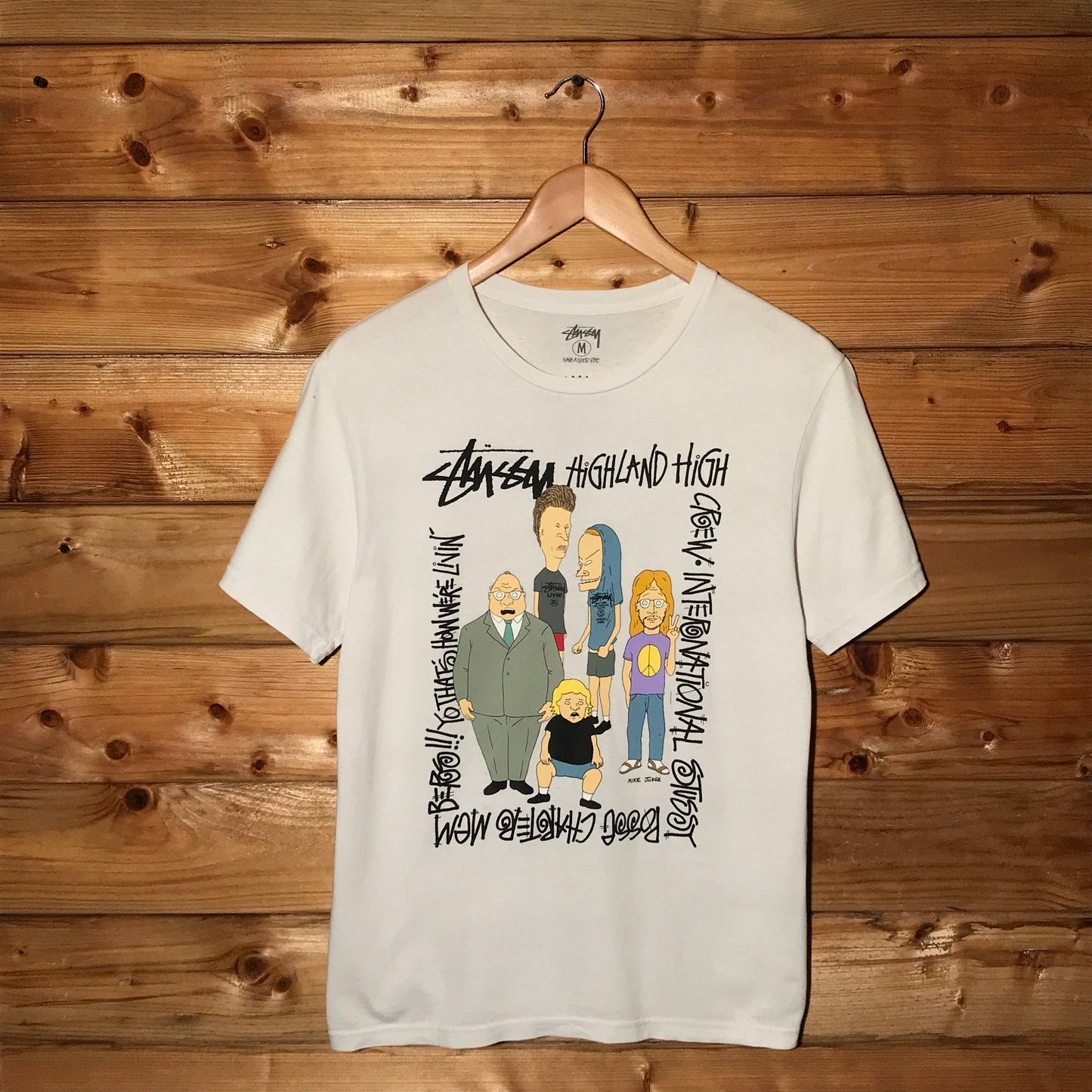 2012 Stüssy x MTV Beavis And Butt-head Highland High Crew t shirt