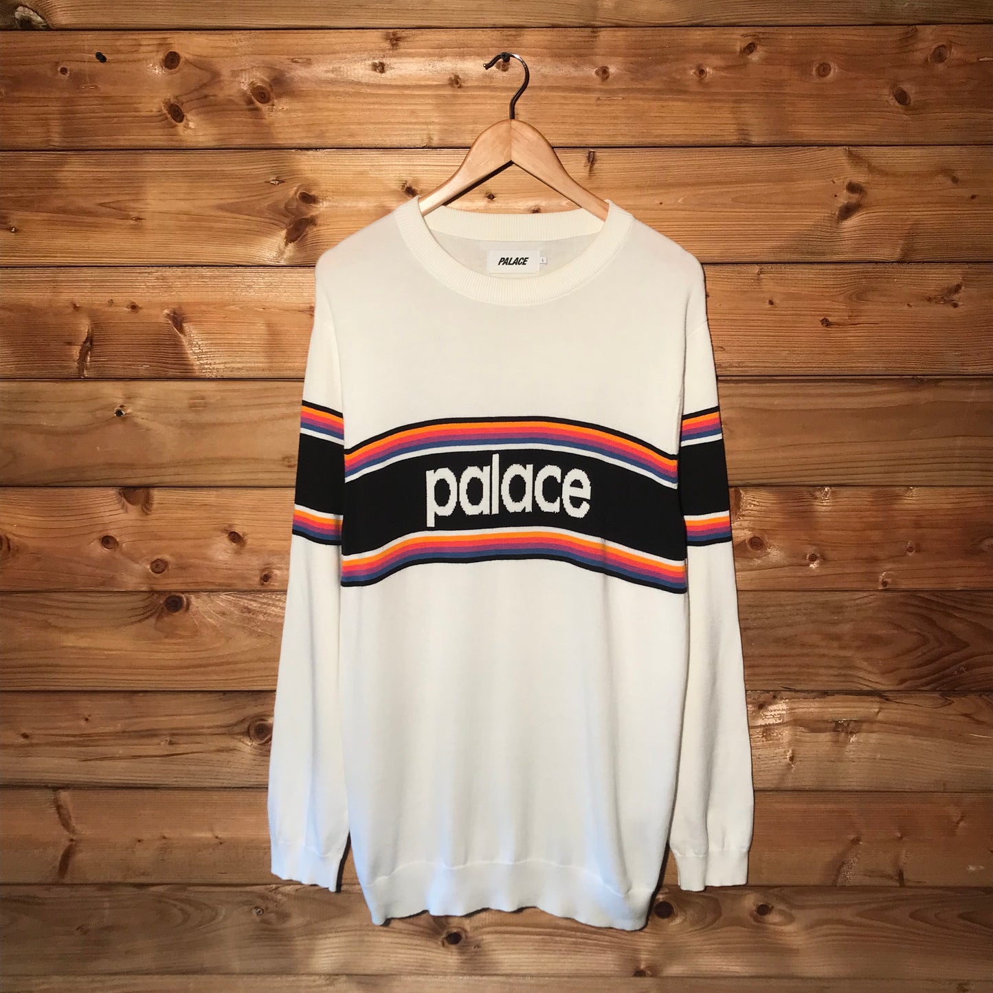 Palace Multi Stripe Spellout knit sweatshirt