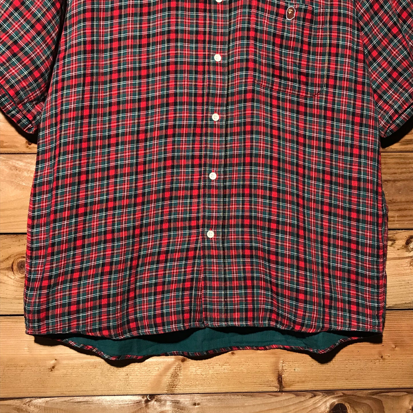 Bape, A Bathing Ape Plaid Tartan button up shirt