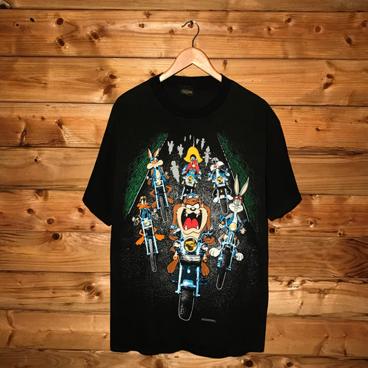 1993 Looney Tunes Motorbike Road Double Sided t shirt