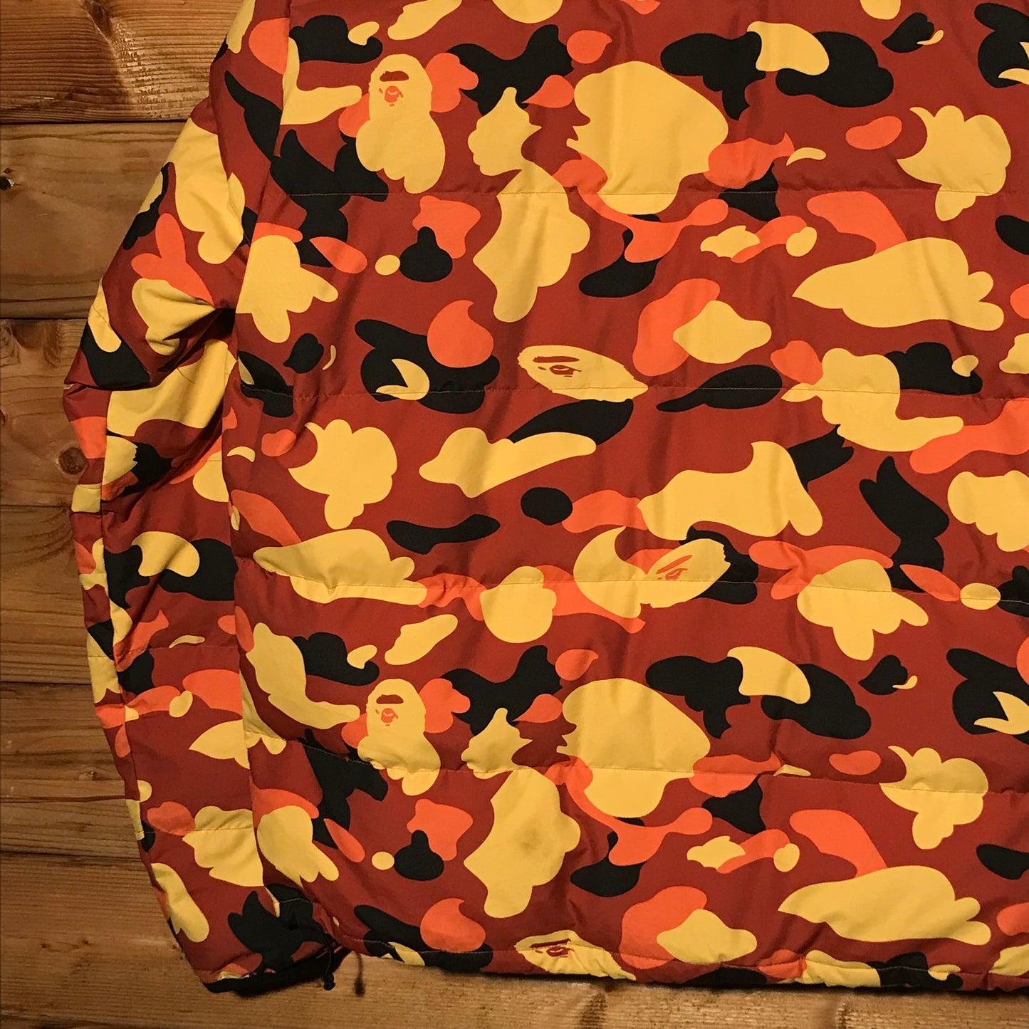 Bape, A Bathing Ape Orange Camo puffer jacket