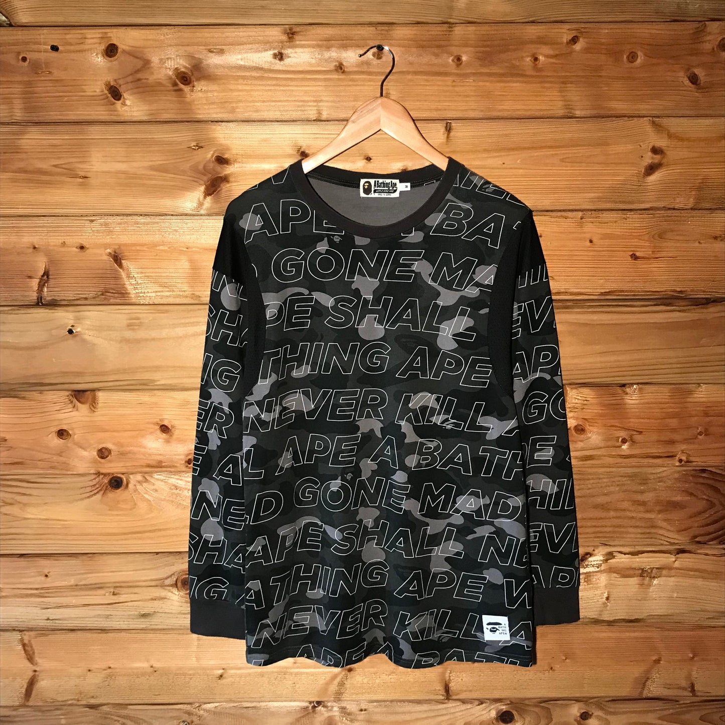 Bape, A Bathing Ape Text Color Camo long sleeve t shirt