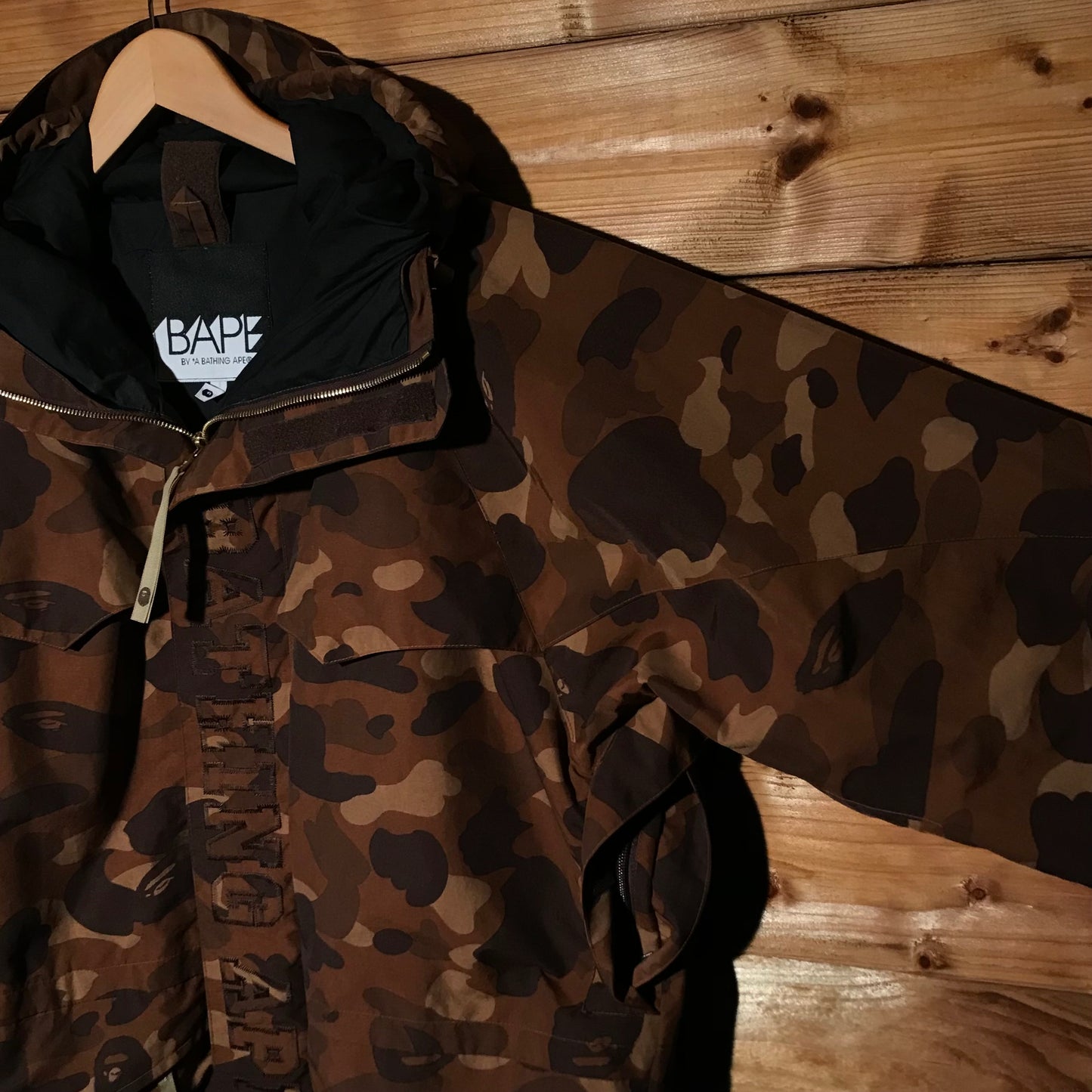 Bape, A Bathing Ape Brown Camo AOP Ski jacket