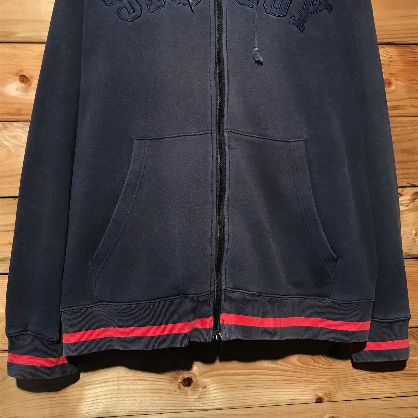 90s Stüssy Tonal Arc Spellout zip up hoodie