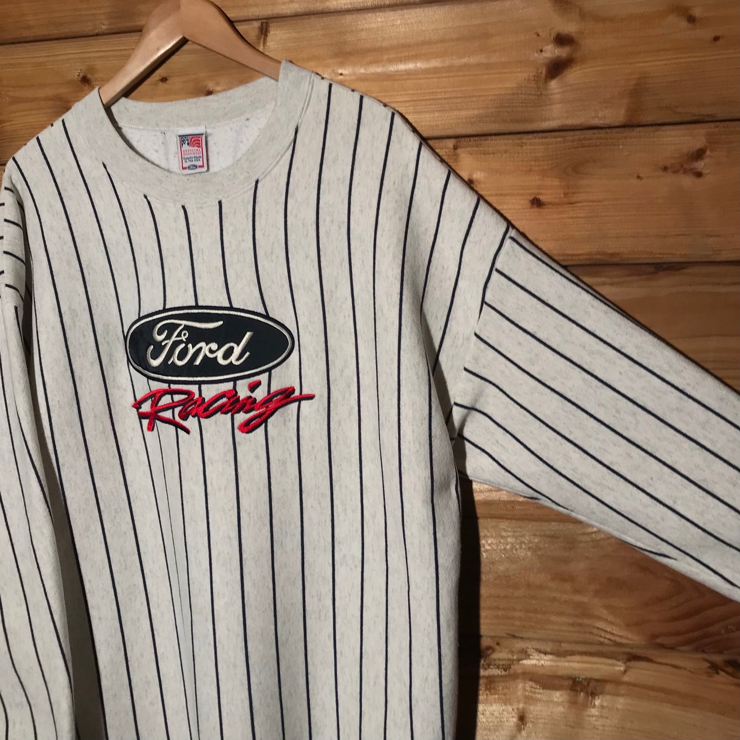90s Ford Racing Centre Spellout Pinstripe sweatshirt