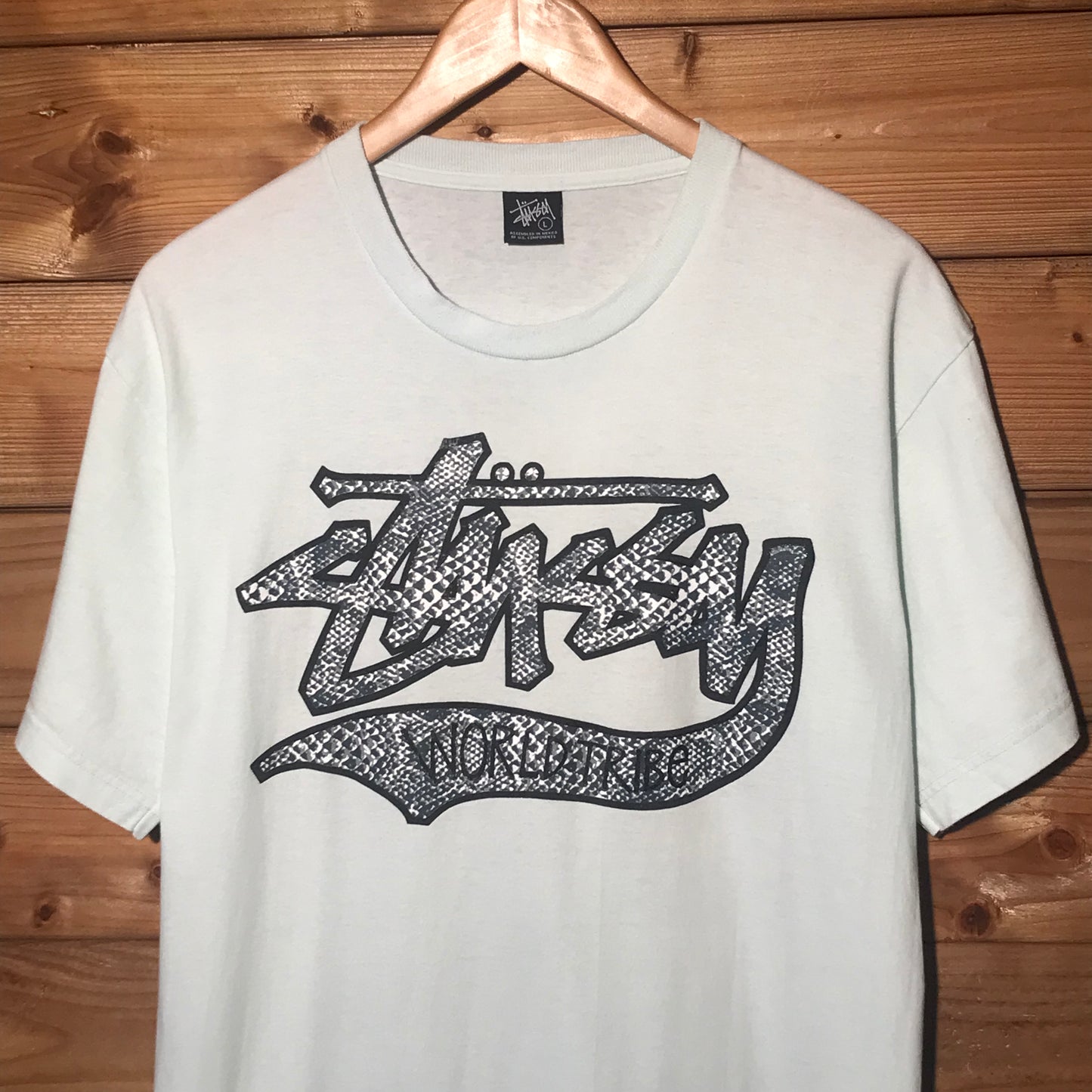 Stüssy World Tribe Script Spellout t shirt