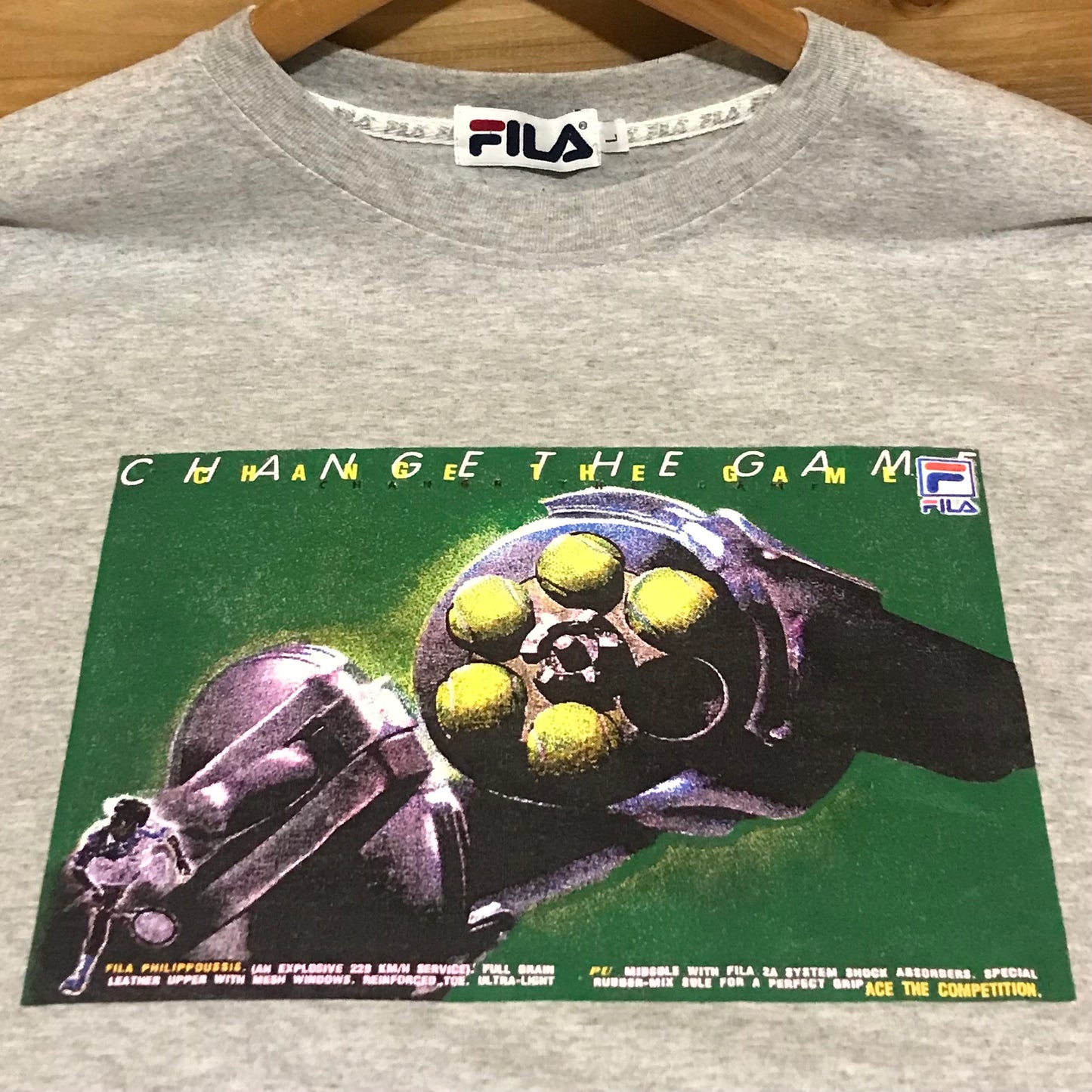 90s Fila Change The Game Tennis Gun t shirt