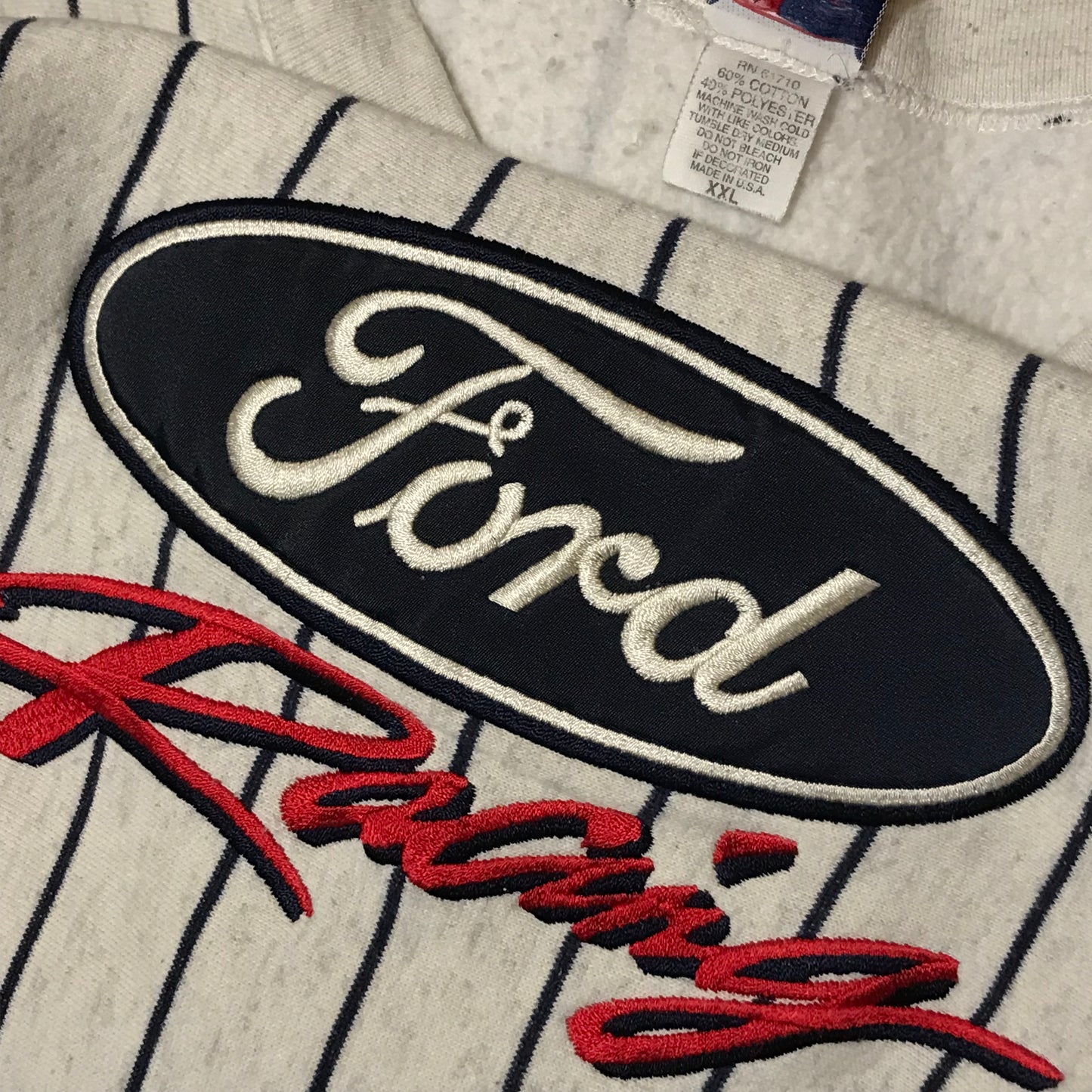 90s Ford Racing Centre Spellout Pinstripe sweatshirt