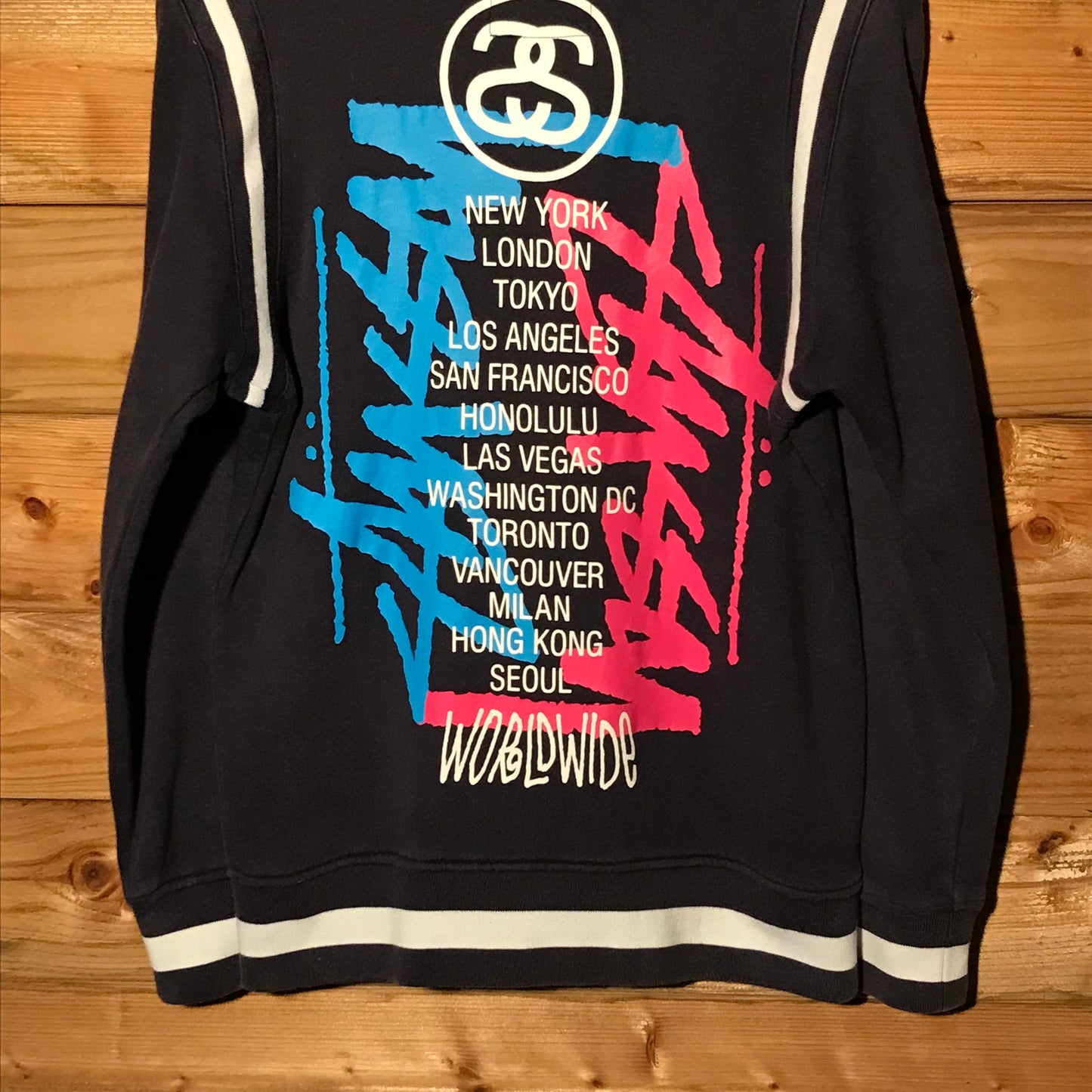 Stüssy World Tour Double Spellout varsity jacket