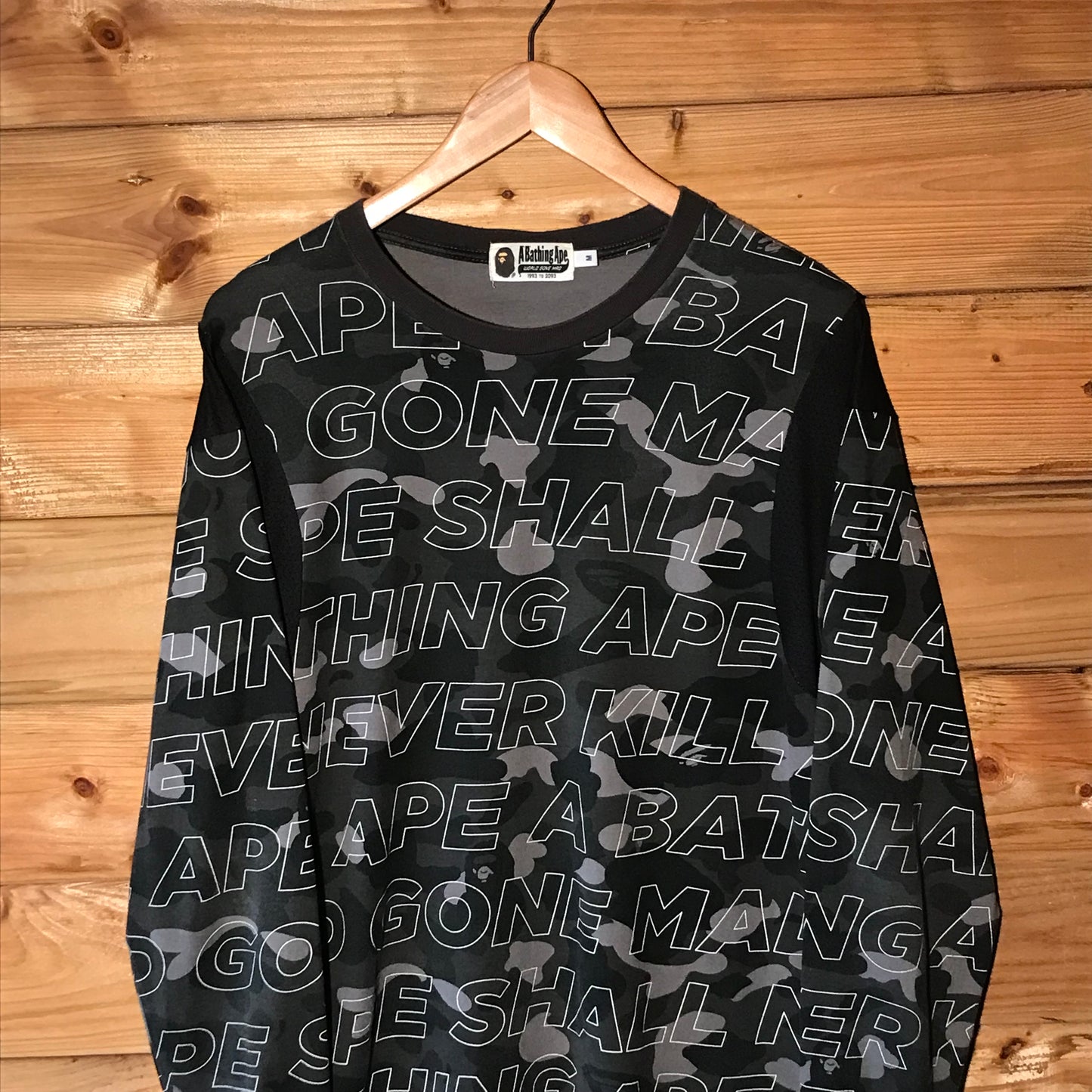 Bape, A Bathing Ape Text Color Camo long sleeve t shirt