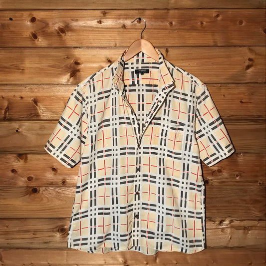 Burberry Black Label Nova Check Pattern short sleeve button up shirt