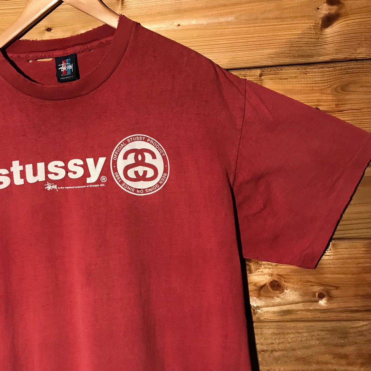 90s Stüssy Centre Spellout Link Logo t shirt