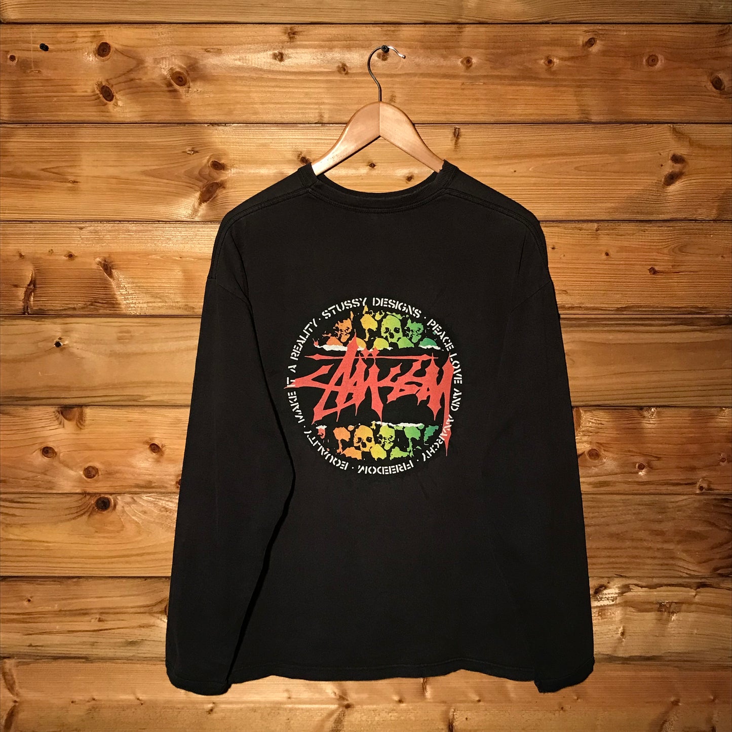 Stüssy Gradient Skulls Double Script Spellout long sleeve t shirt