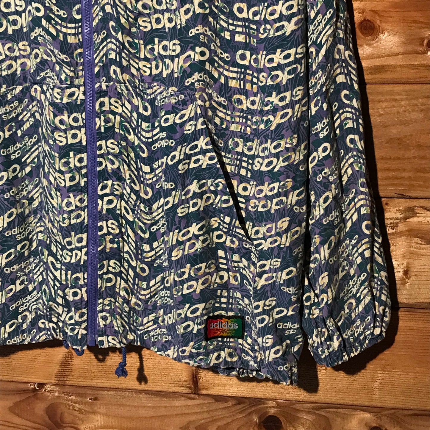 90s Adidas Wavy Repeat Spellout AOP jacket