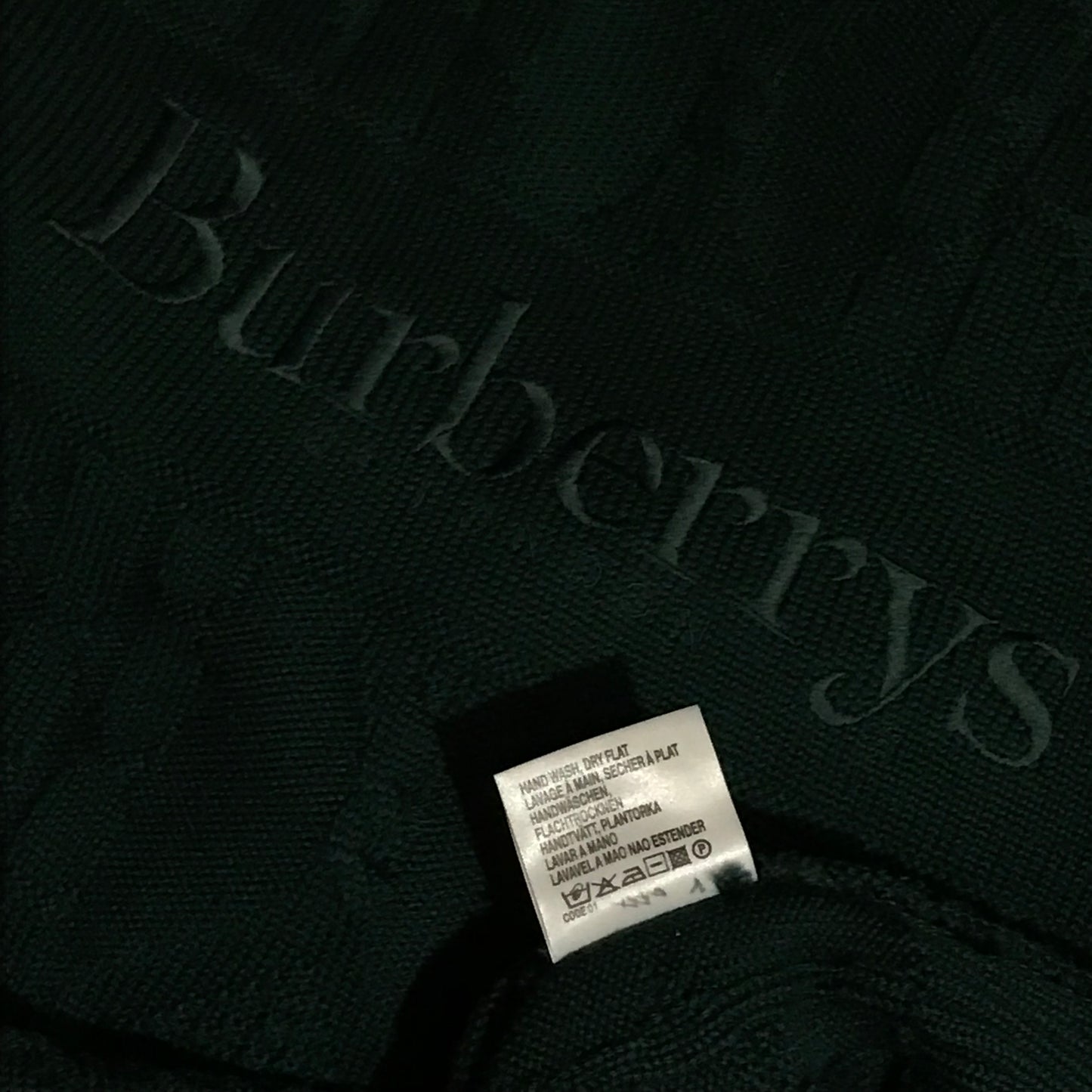 90s Burberry Centre Spellout cable knit sweatshirt