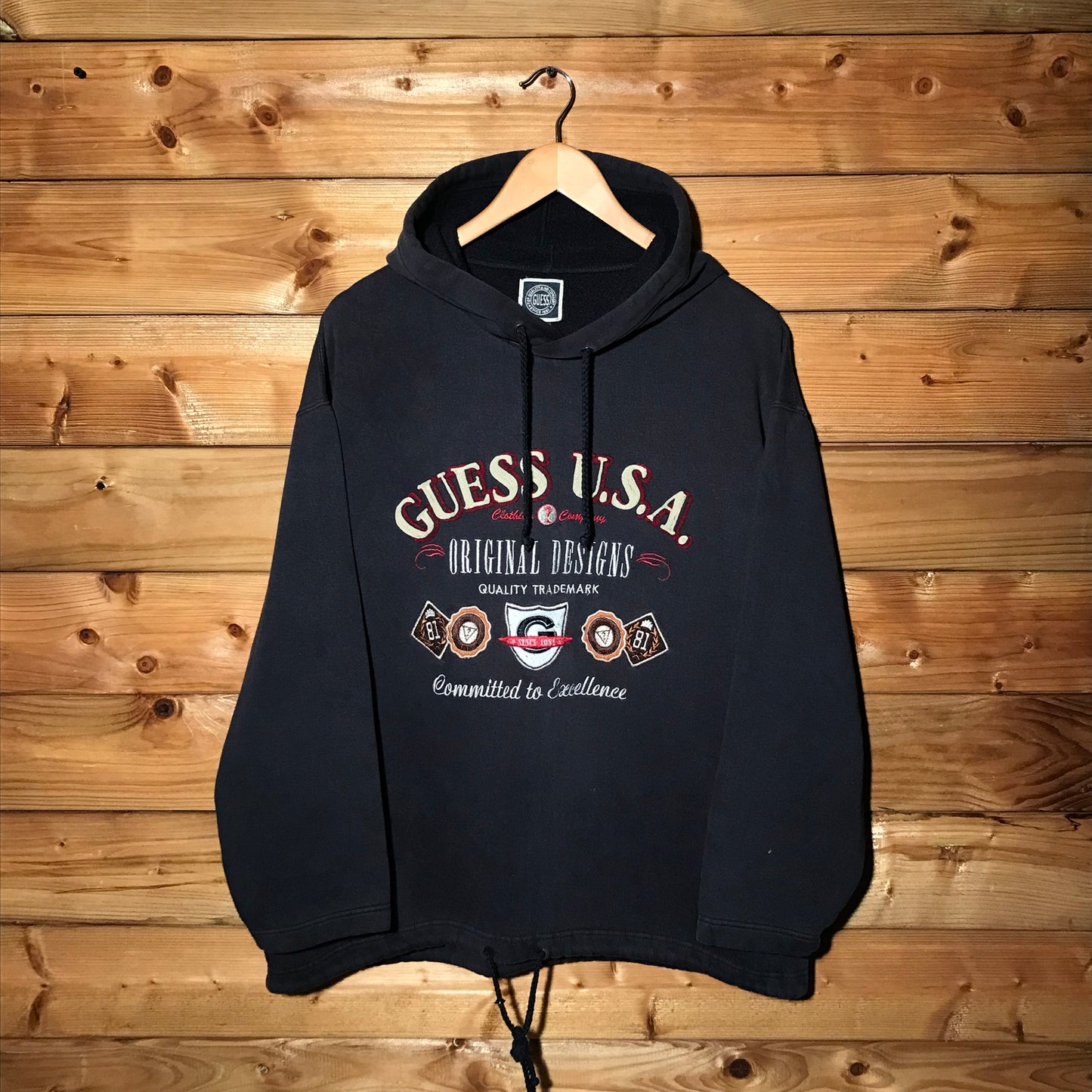 90s Guess USA Arc Spellout Crests hoodie