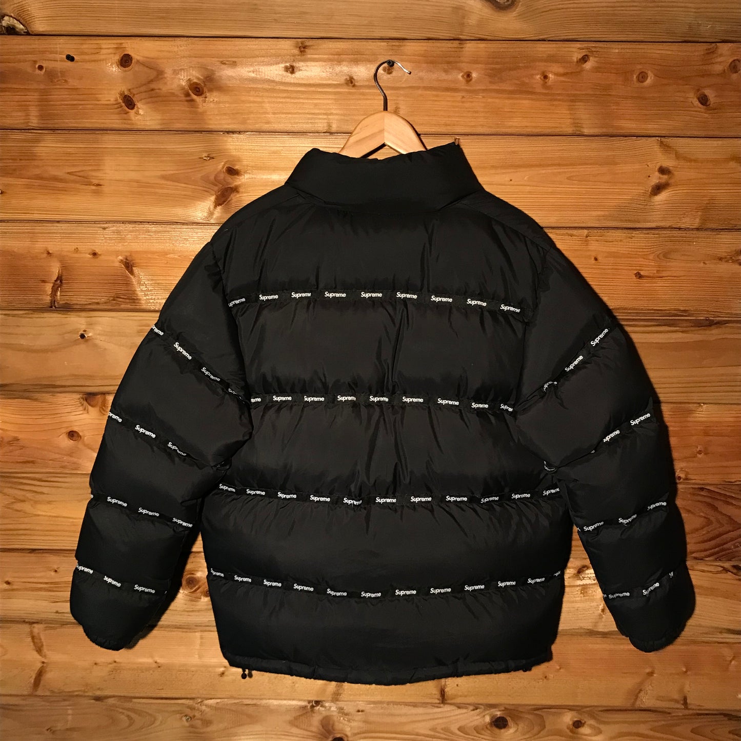 2016 Supreme Taped Repeat Spellout puffer jacket