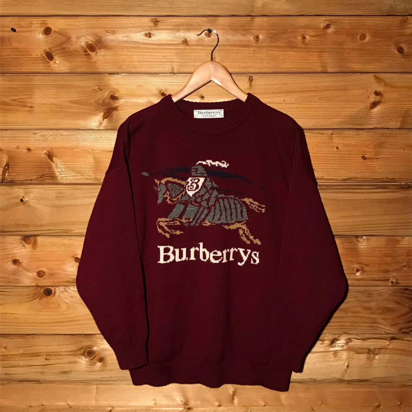 90s Burberry Equestrian Knight knit sweatshirt