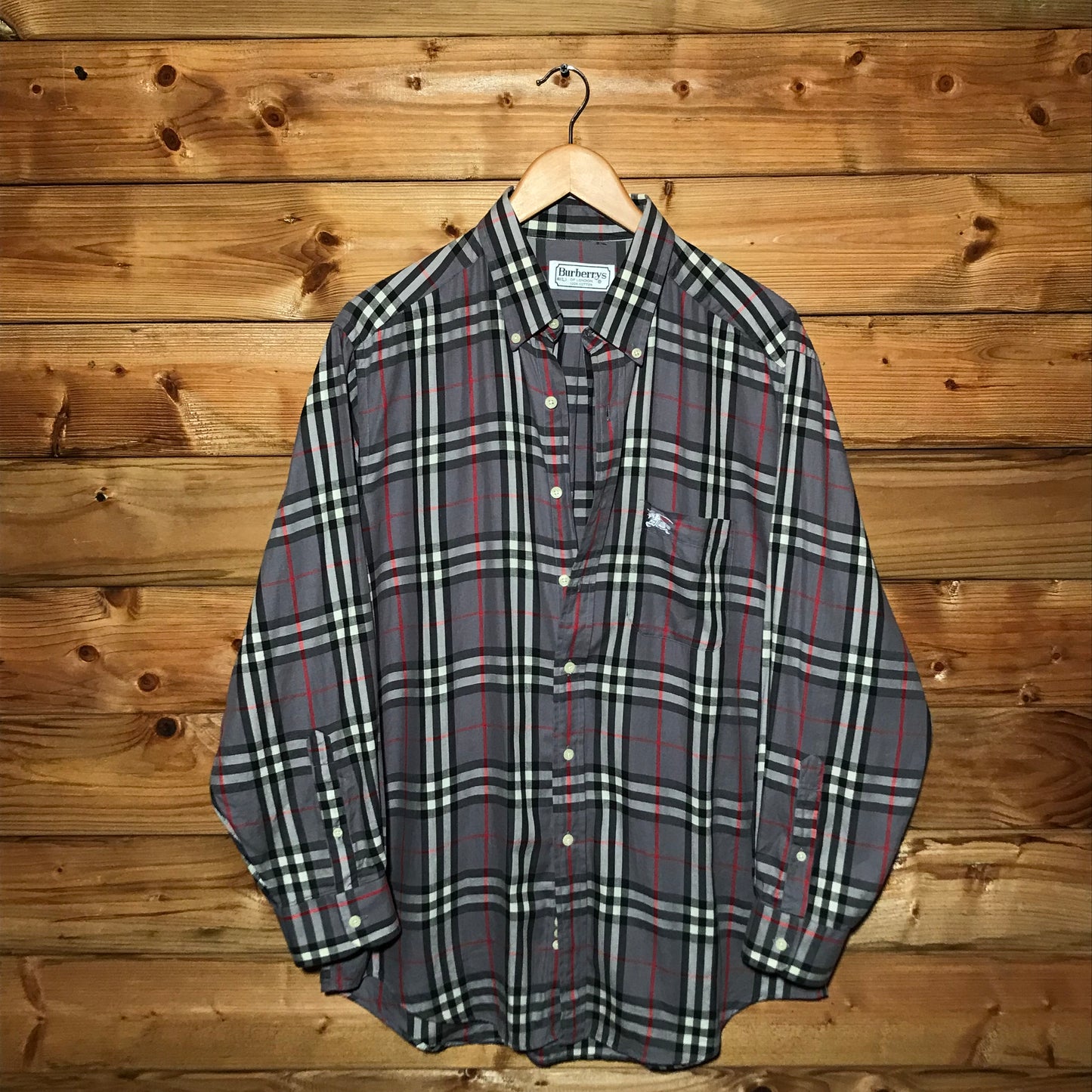 90s Burberry Nova Check Pattern long sleeve button up shirt