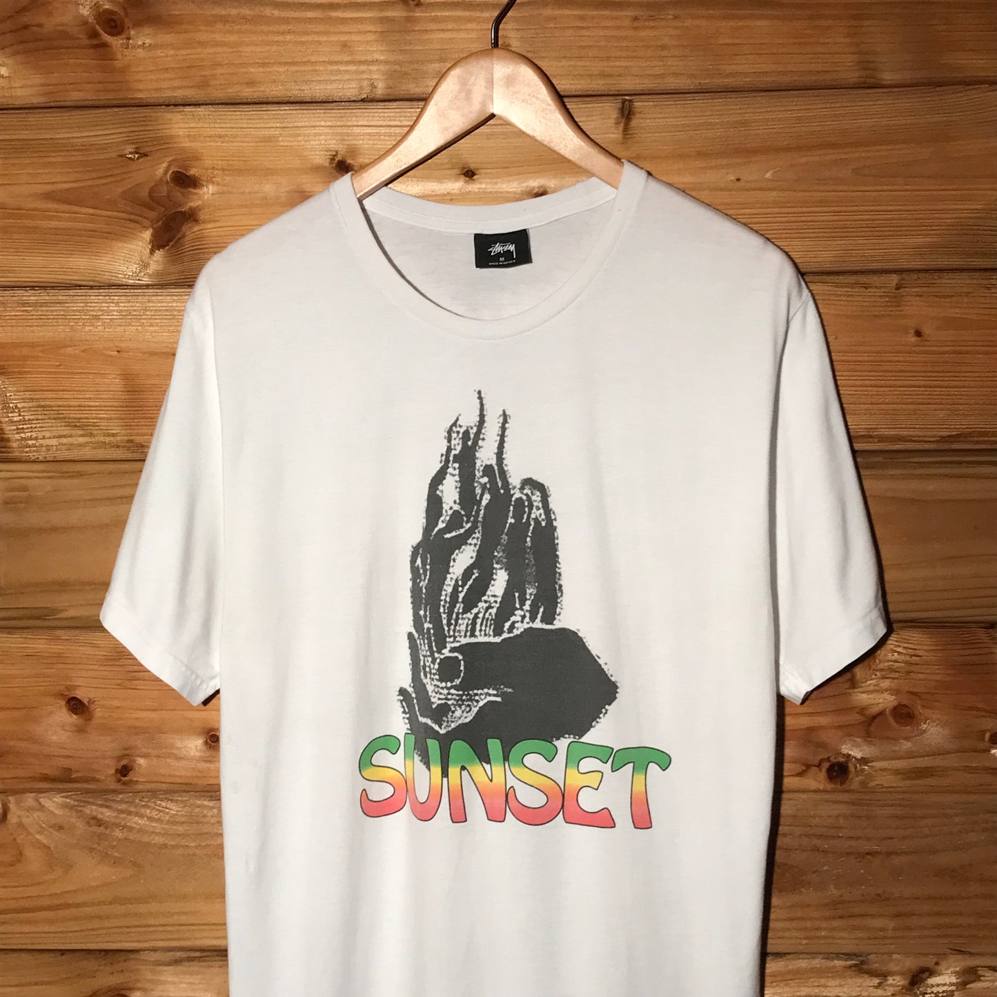 2016 Stüssy x DSM Sunset Flame Centre Spellout t shirt