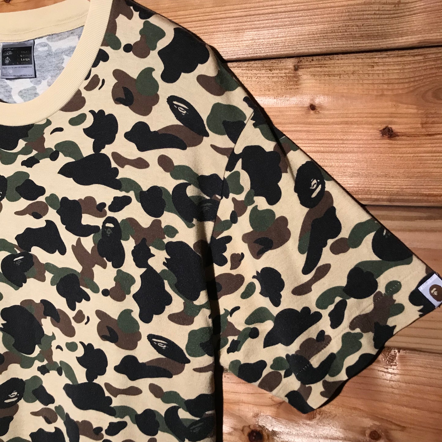 Bape, A Bathing Ape Yellow Camo AOP t shirt