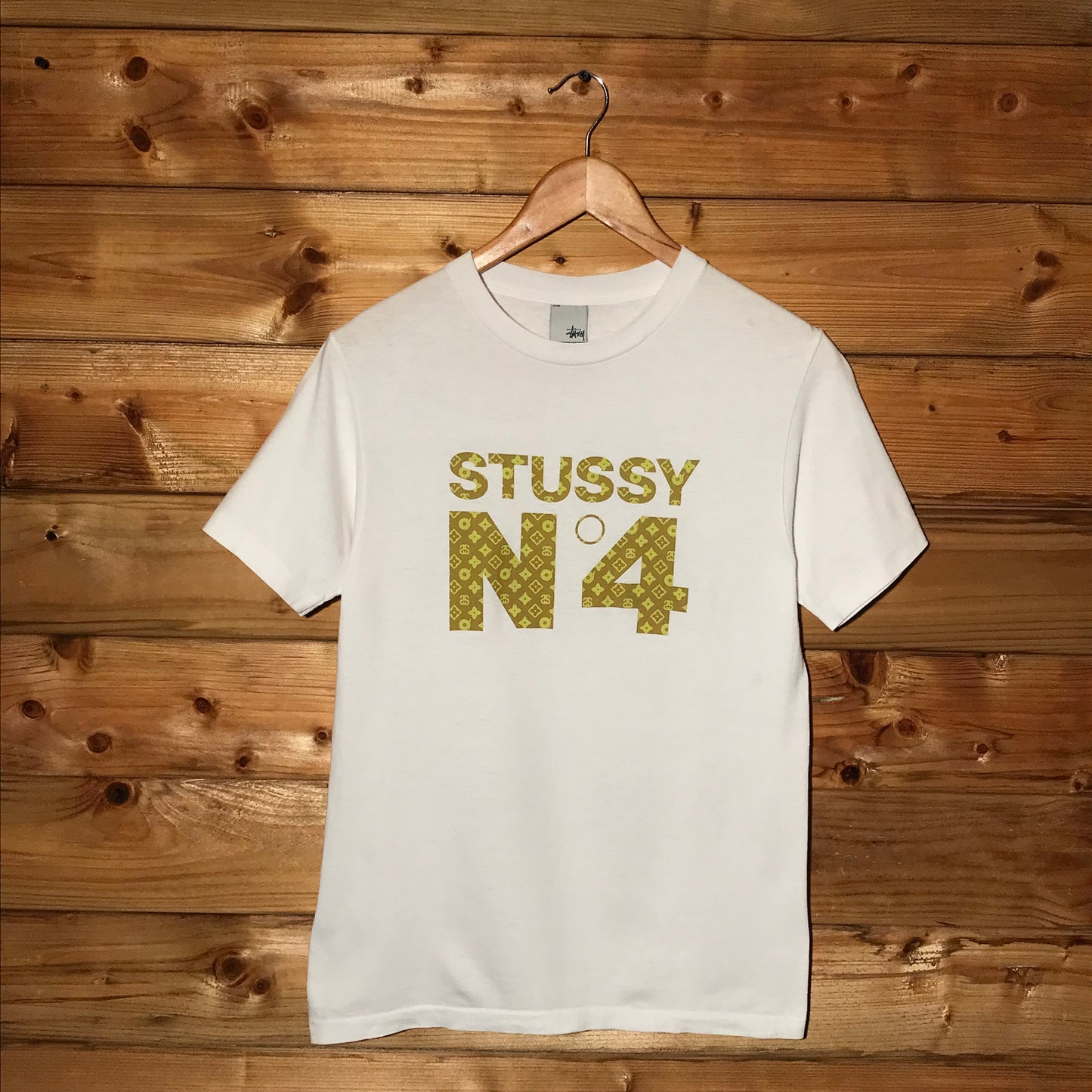 Stüssy N4 Louis Vuitton Monogram Parody Centre Spellout t shirt