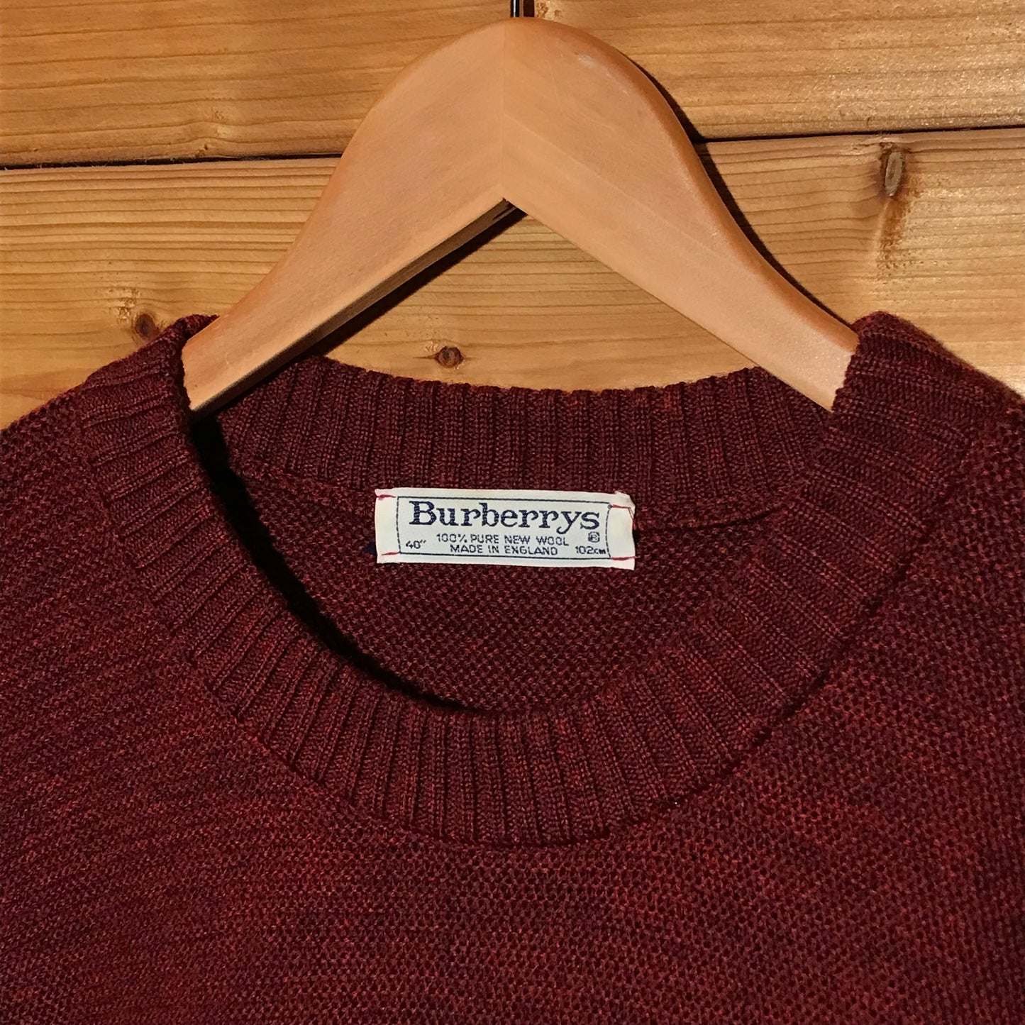 90s Burberry Centre Spellout Tonal Striped knit sweatshirt