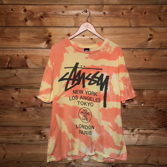 2010 Stüssy x Tower Records 30th Anniversary World Tour Dye Effect t shirt