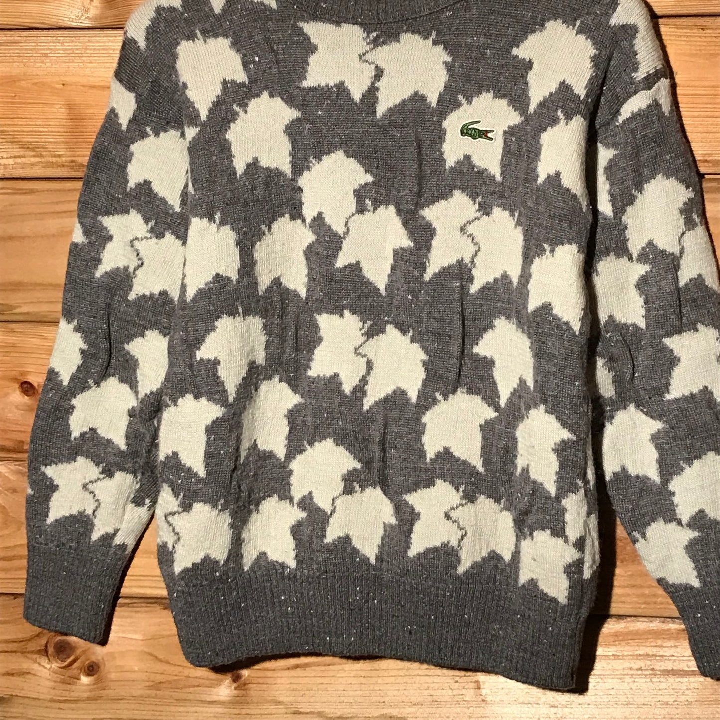 90s Lacoste Falling Leaves AOP knit sweatshirt