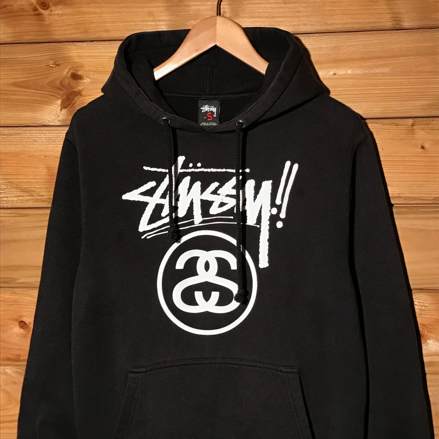 Stüssy Exclamation Script Spellout Link Logo hoodie