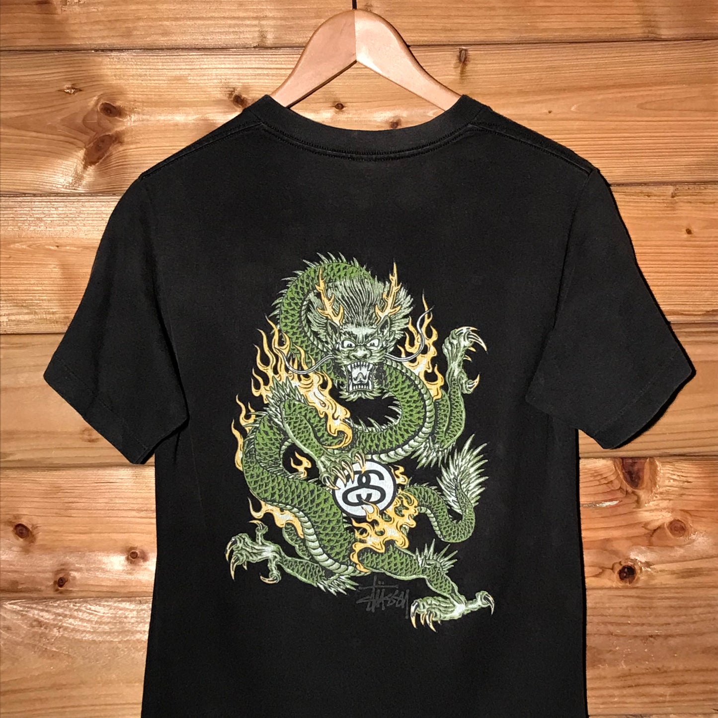 90s Stüssy Dragon Link Logo Script Spellout t shirt