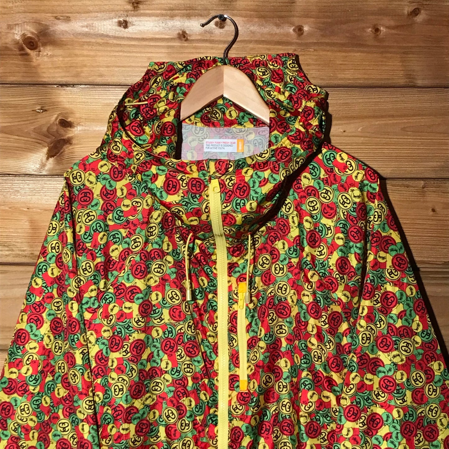 Stüssy Rasta Dollar Link Logo AOP windbreaker jacket