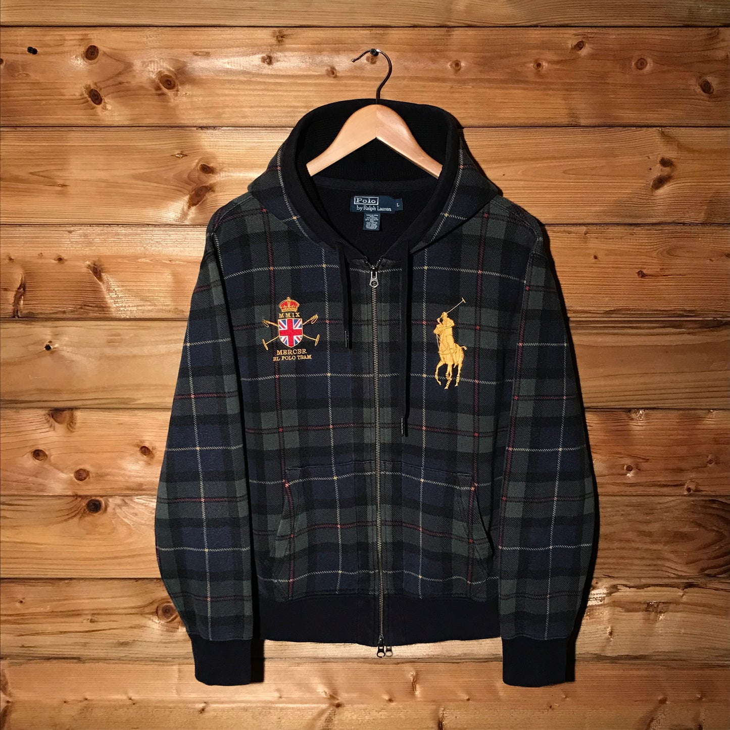 90s Polo Ralph Lauren Mercer Team Plaid zip up hoodie