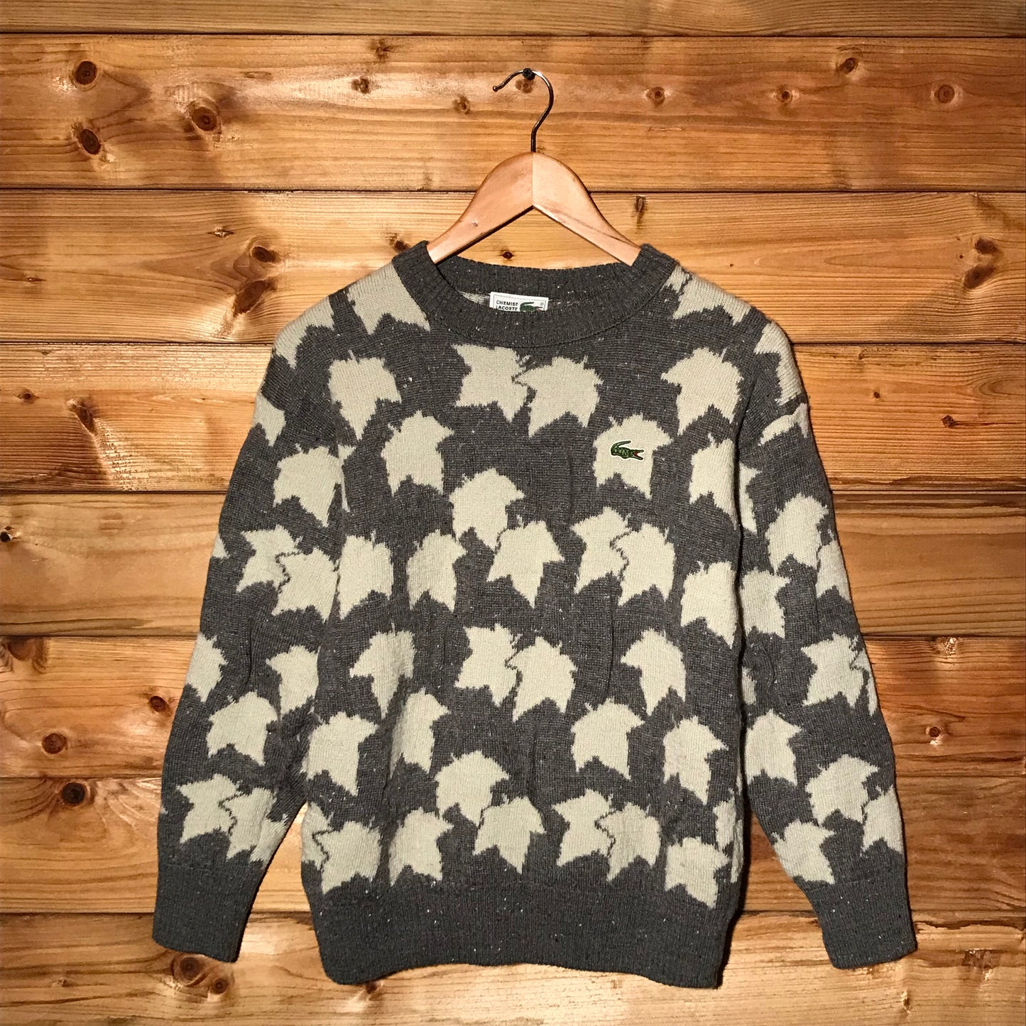 90s Lacoste Falling Leaves AOP knit sweatshirt