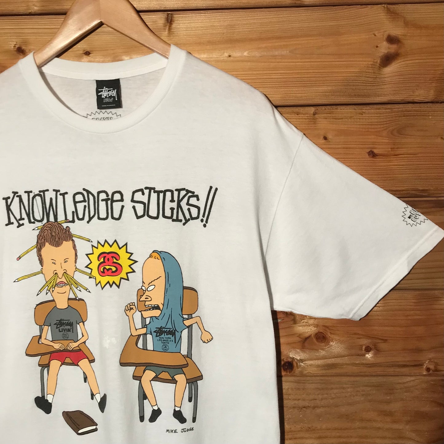 2011 Stüssy x MTV Beavis And Butt-head Knowledge Sucks t shirt